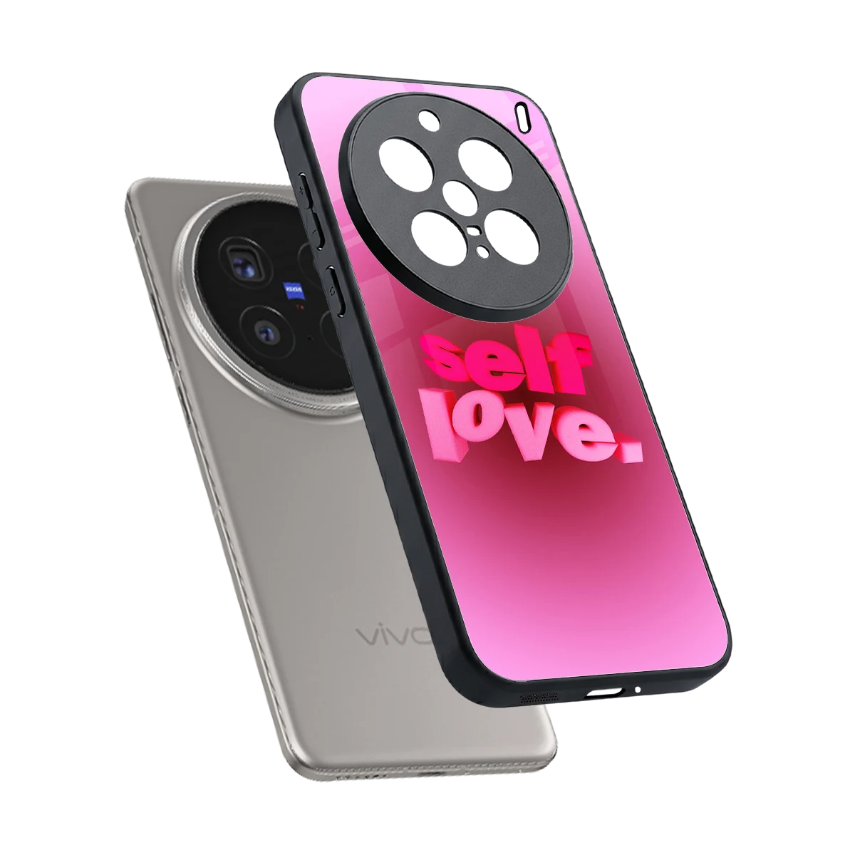 Self Love Aesthetic sleek vivo x200 pro cover with tempered glass back and TPU edges