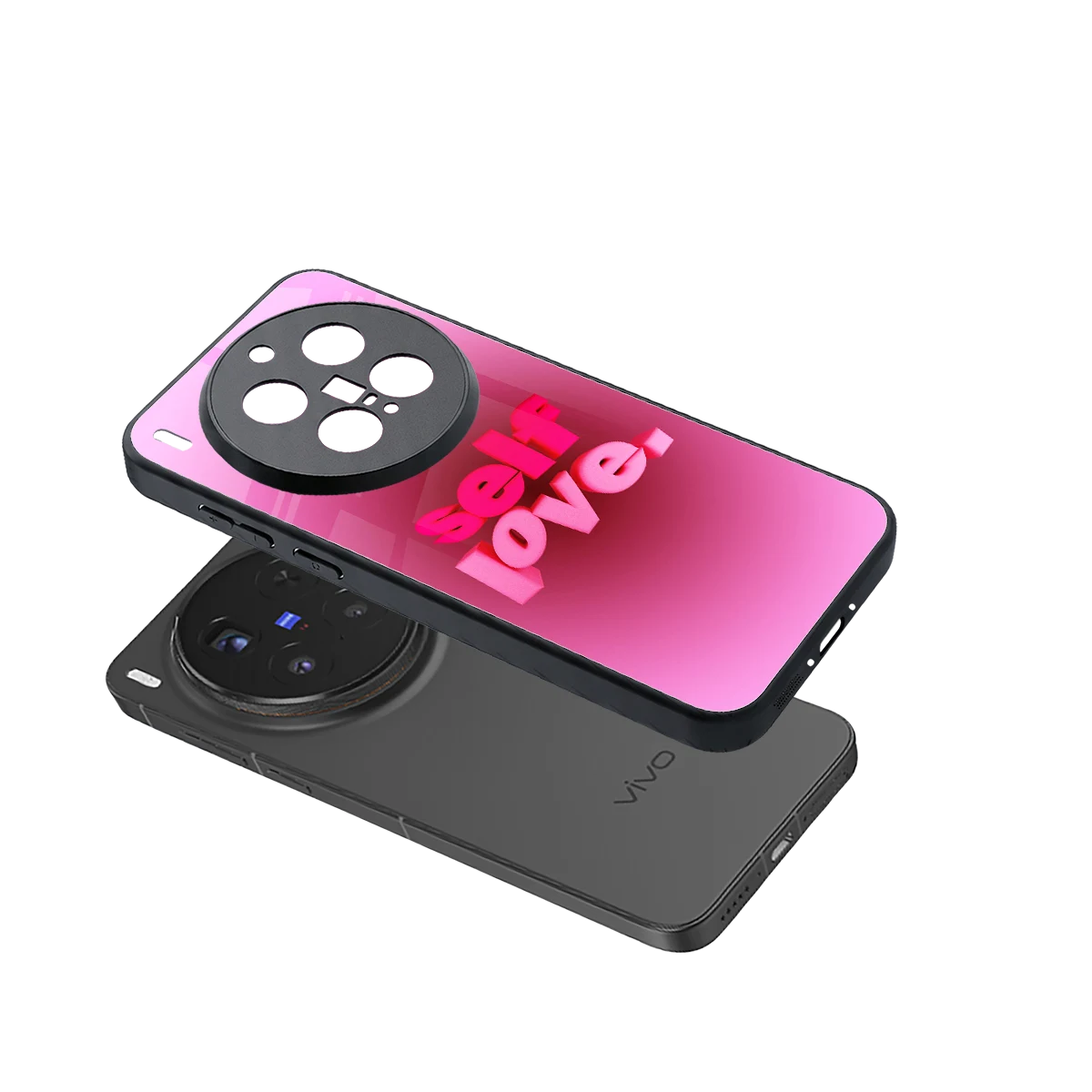 Self Love Aesthetic sleek vivo x300 pro cover with tempered glass back and TPU edges
