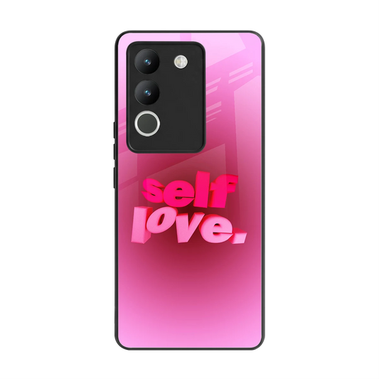 Self Love Aesthetic back phone cover | glass case for vivo y200 5g