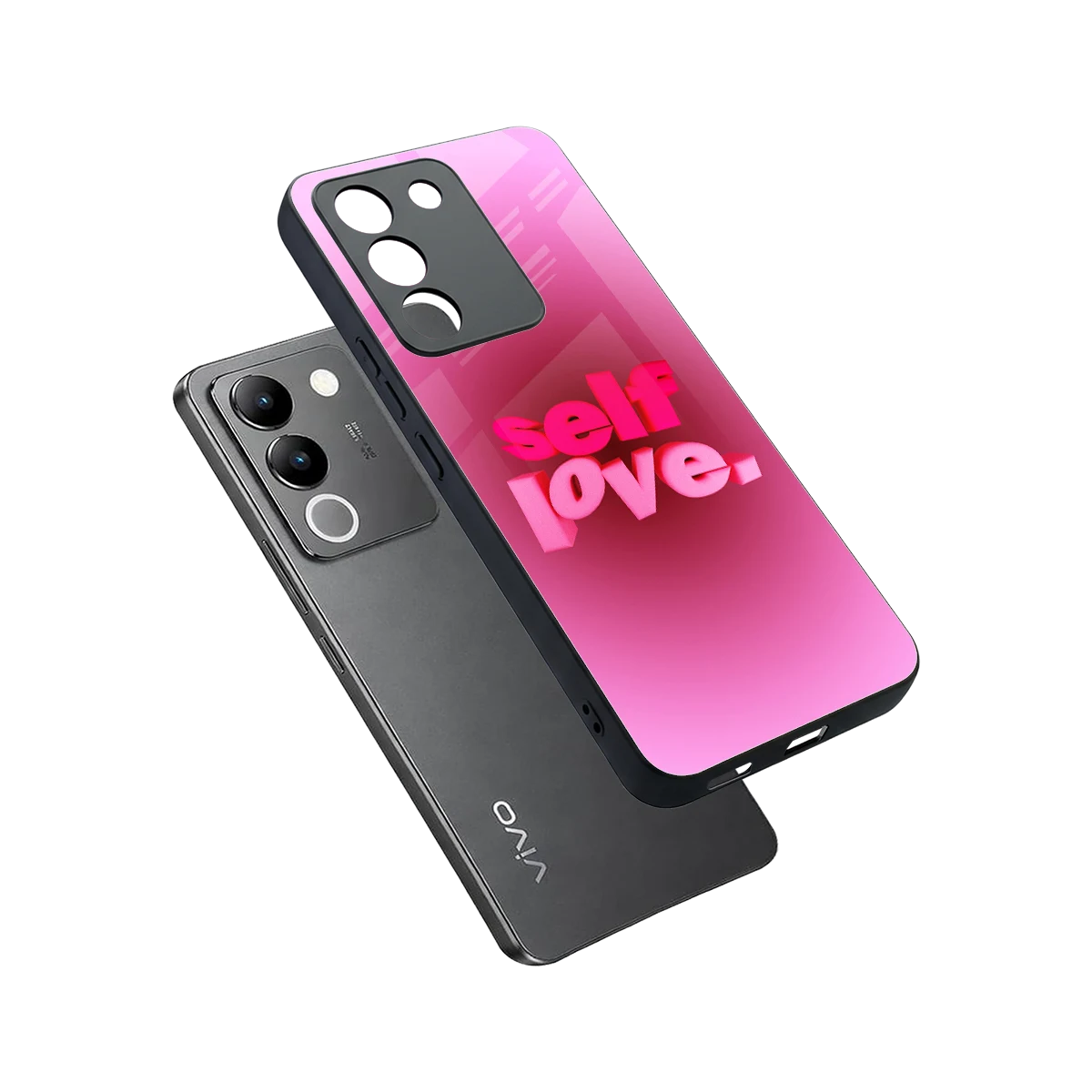 Self Love Aesthetic sleek vivo y200 5g cover with tempered glass back and TPU edges