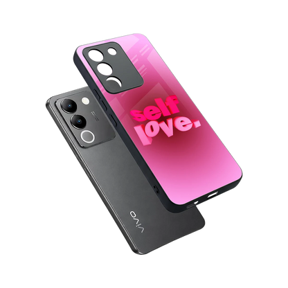 Self Love Aesthetic sleek vivo y200 5g cover with tempered glass back and TPU edges