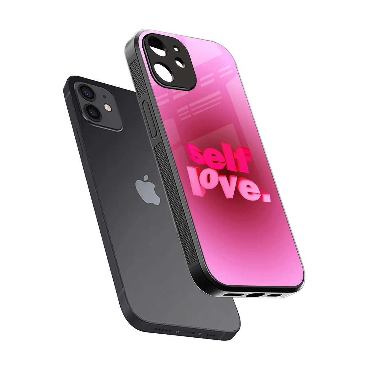 Self Love Aesthetic sleek iphone 12 cover with tempered glass back and TPU edges