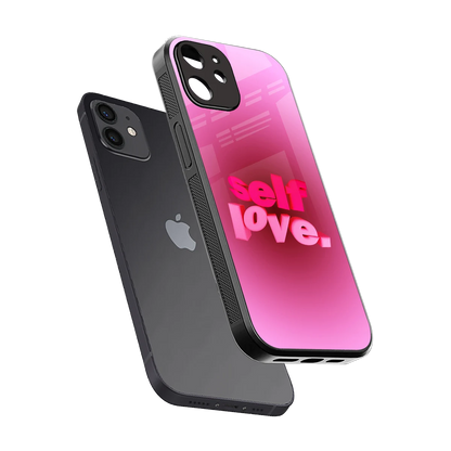 Self Love Aesthetic sleek iphone 12 cover with tempered glass back and TPU edges