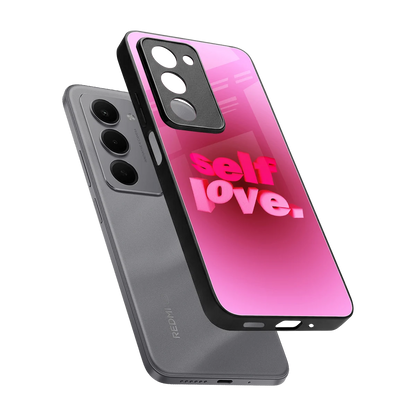 Self Love Aesthetic sleek redmi 15 5g cover with tempered glass back and TPU edges