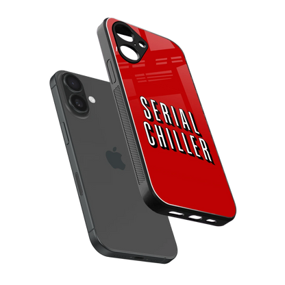 Serial Chiller sleek iPhone 16 cover with tempered glass back and TPU edges