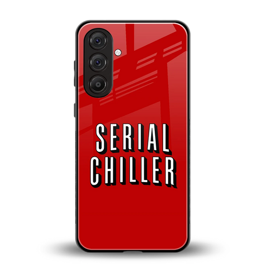 Serial Chiller back phone cover | glass case for samsung galaxy m35 5g