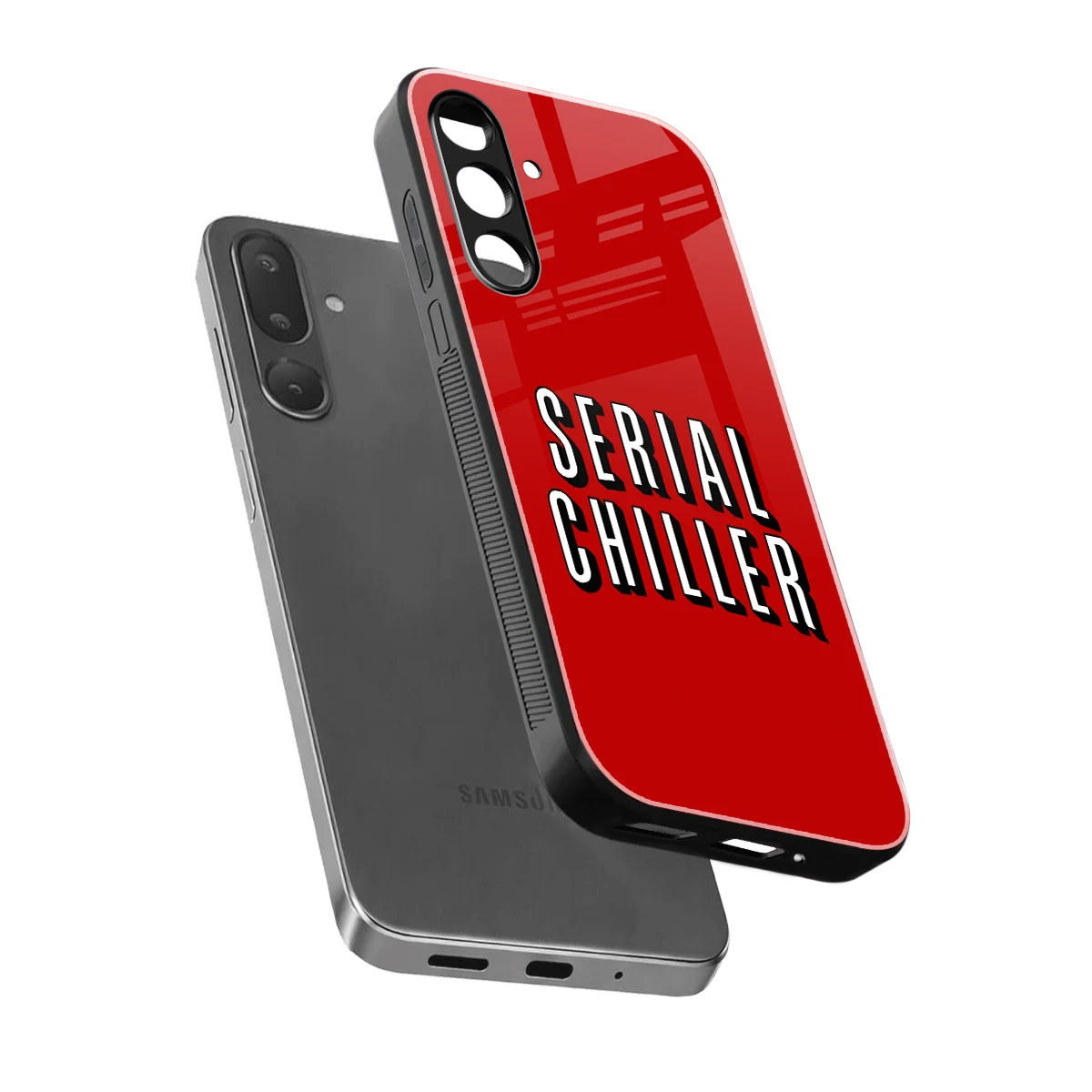 Serial Chiller sleek samsung galaxy m56 5g cover with tempered glass back and TPU edges