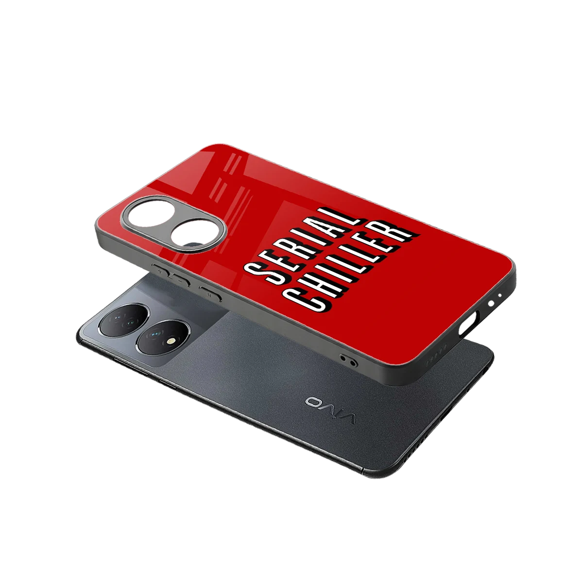 Serial Chiller sleek Vivo-y100 cover with tempered glass back and TPU edges
