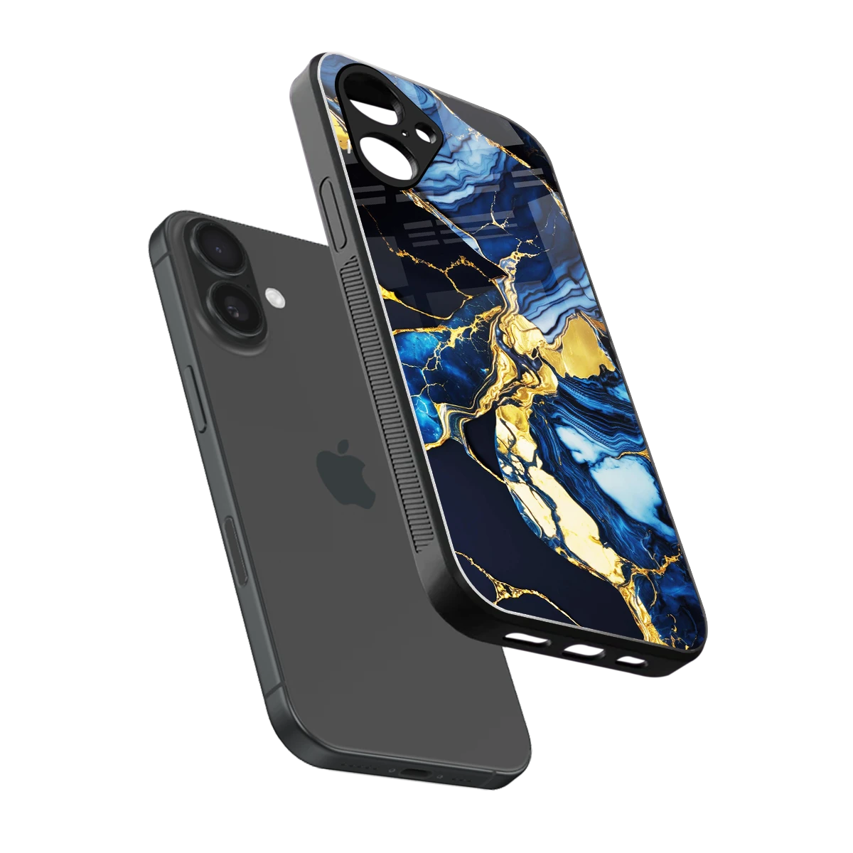 Shadowed Glow sleek iPhone 16 cover with tempered glass back and TPU edges