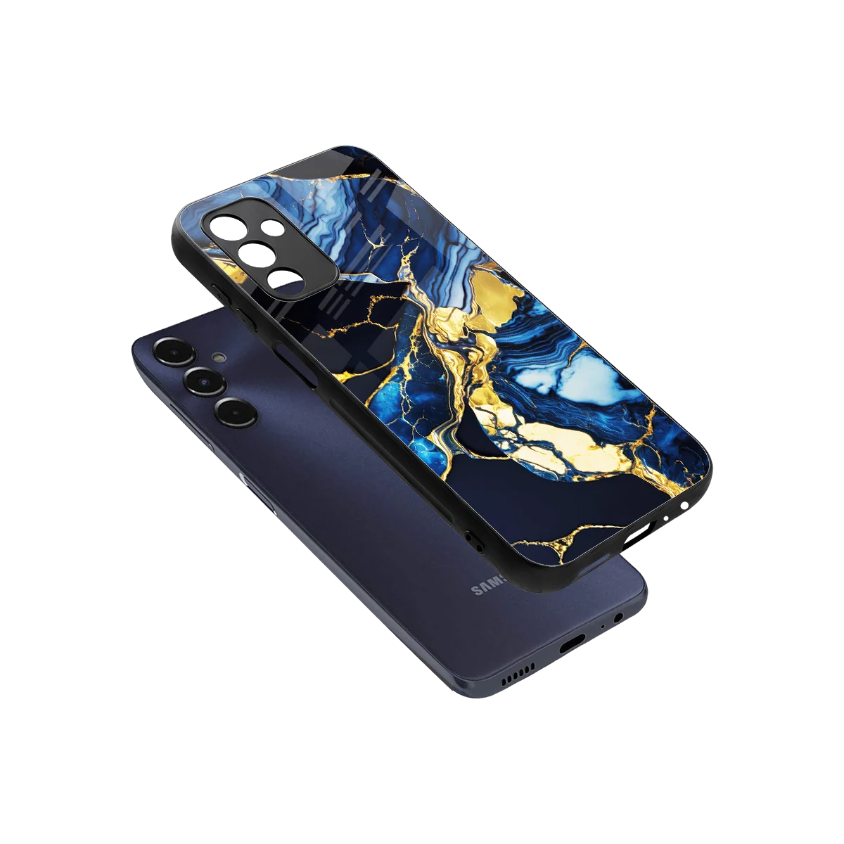 Shadowed Glow sleek samsung galaxy m14 5g cover with tempered glass back and TPU edges