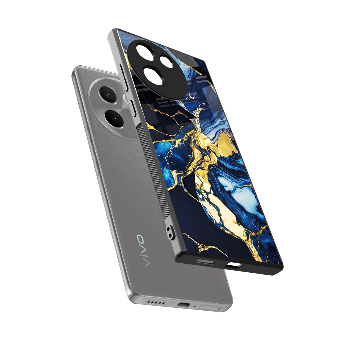 Shadowed Glow sleek vivo v30e cover with tempered glass back and TPU edges