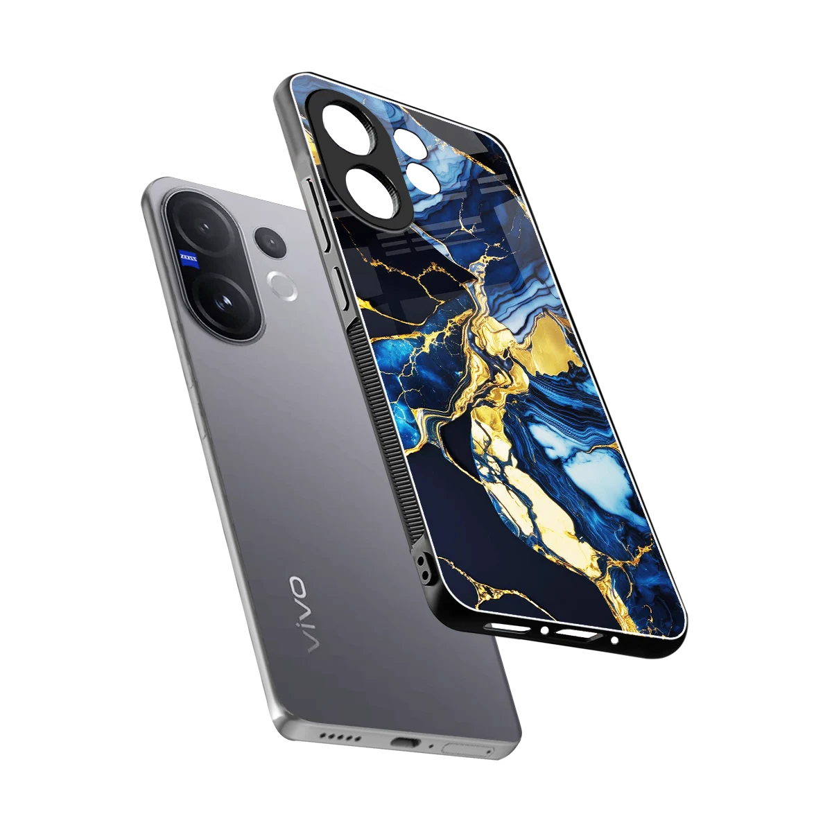 Shadowed Glow sleek vivo v60 cover with tempered glass back and TPU edges