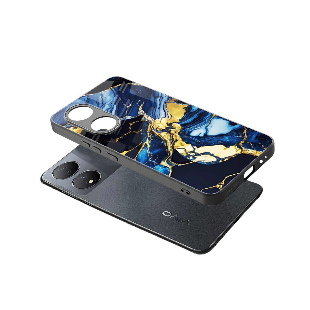 Shadowed Glow sleek Vivo-y100 cover with tempered glass back and TPU edges