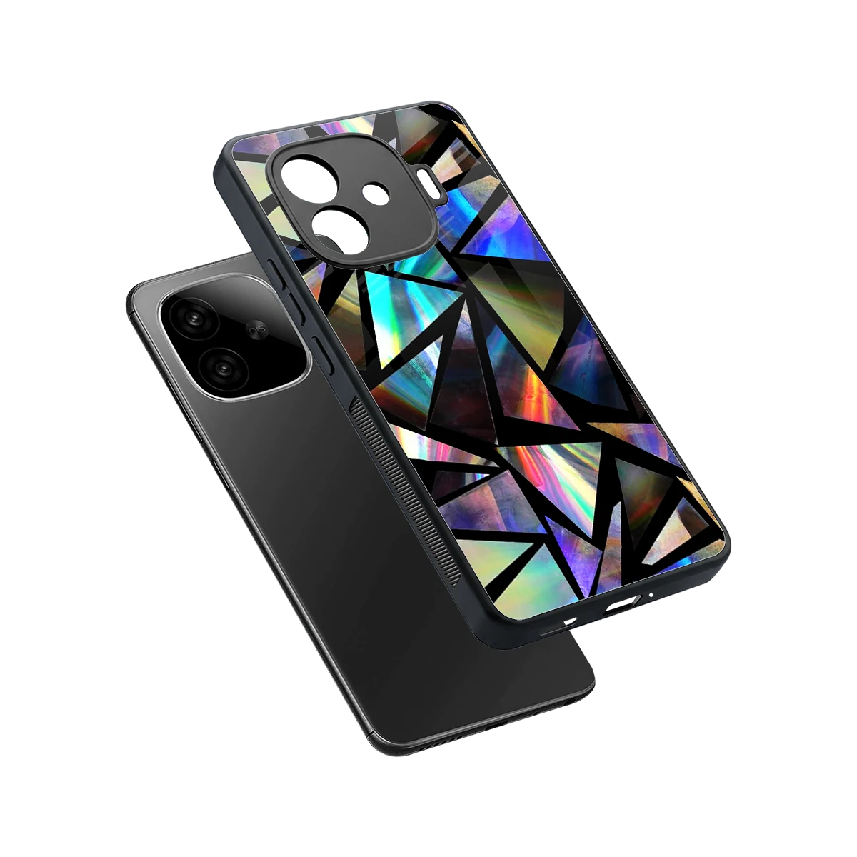 Shattered Luxe sleek iqoo neo 10r 5g cover with tempered glass back and TPU edges