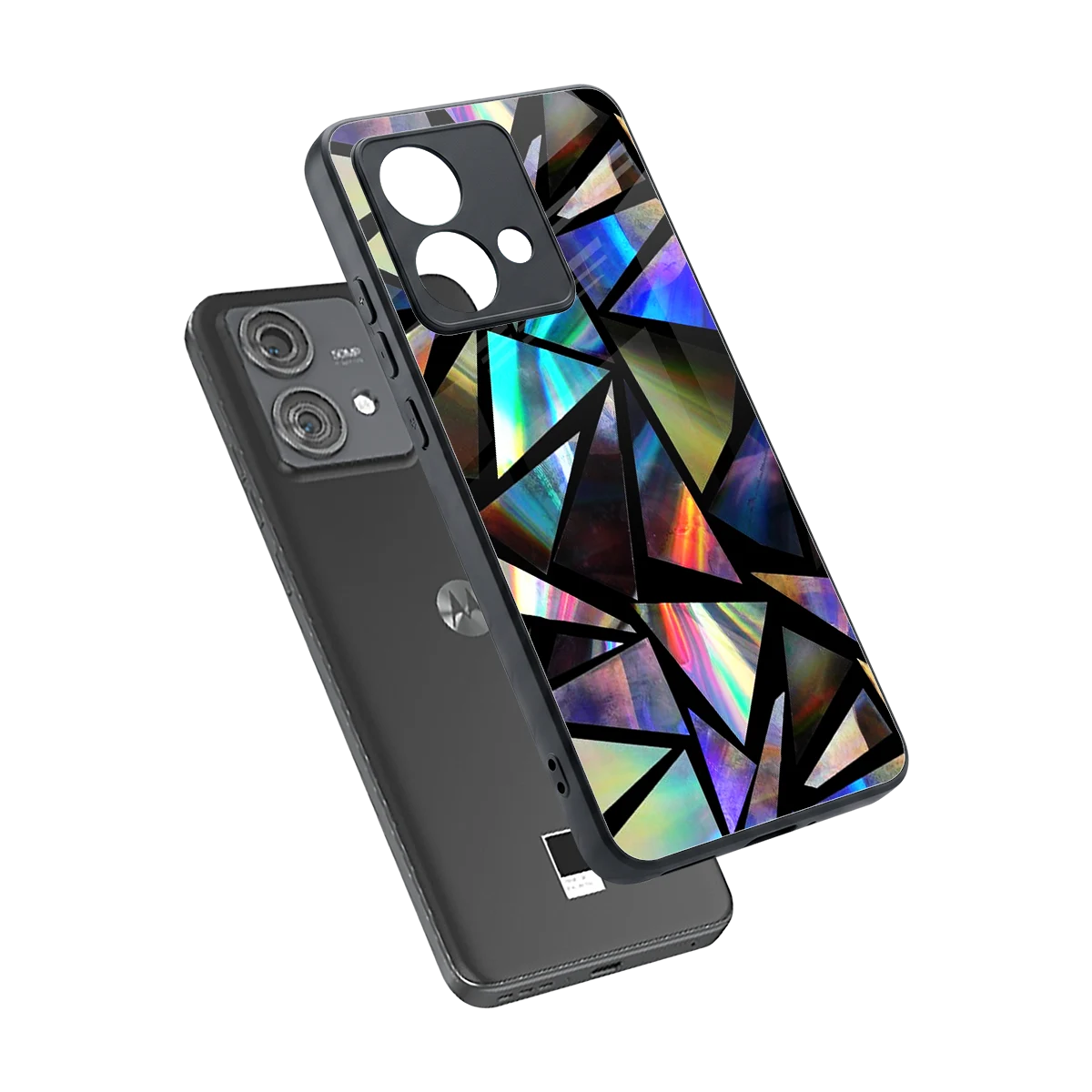 Shattered Luxe sleek motorola edge 40 neo 5g cover with tempered glass back and TPU edges