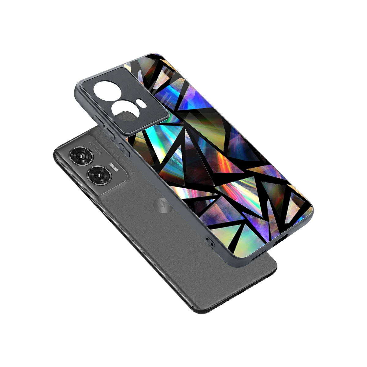 Shattered Luxe sleek motorola edge 50 fusion cover with tempered glass back and TPU edges