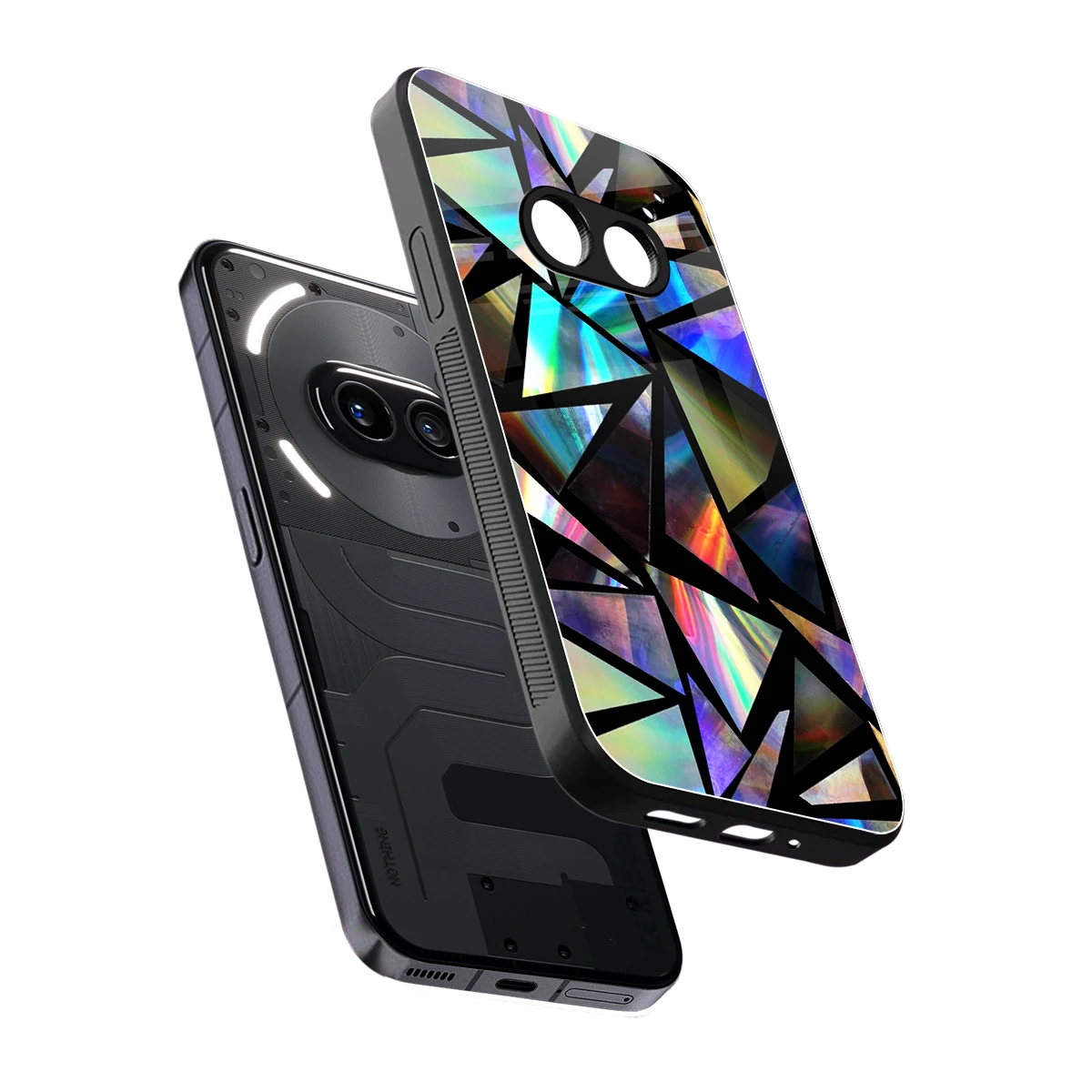 Shattered Luxe sleek nothing phone 2a plus cover with tempered glass back and TPU edges