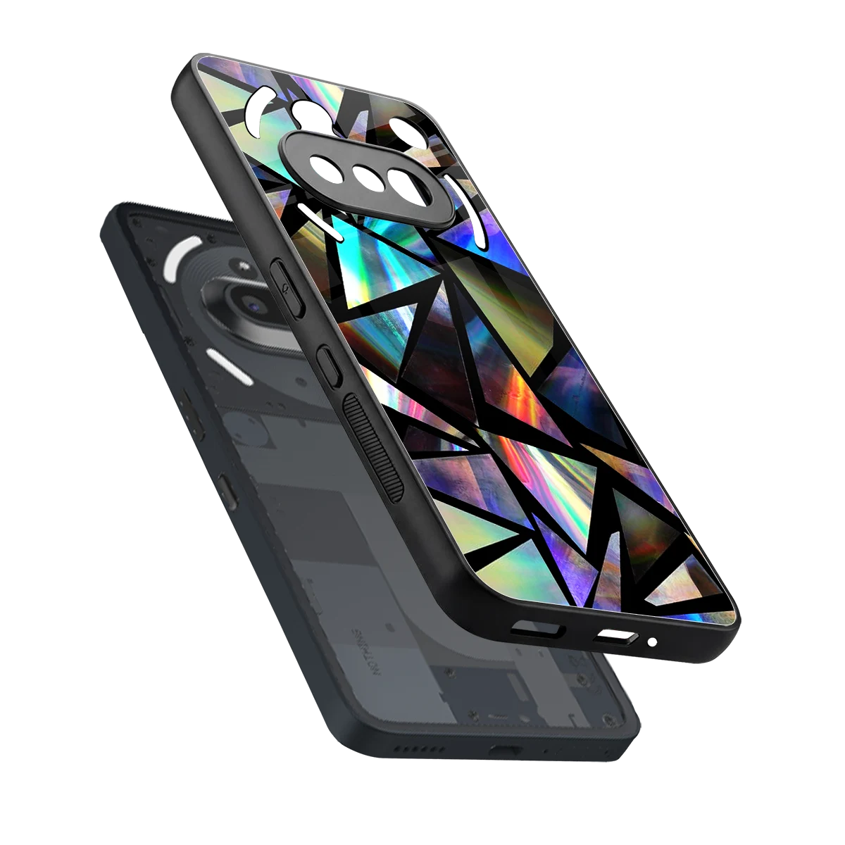 Shattered Luxe sleek nothing phone 3a cover with tempered glass back and TPU edges