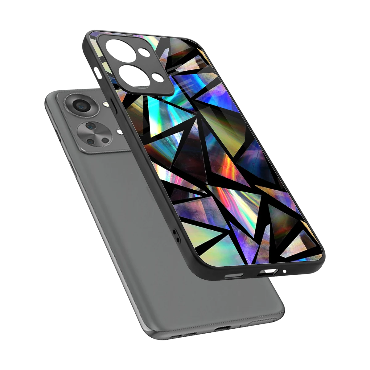 Shattered Luxe sleek oneplus nord 2t cover with tempered glass back and TPU edges