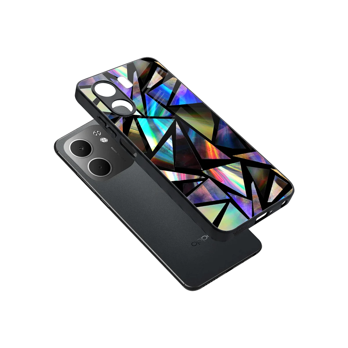 Shattered Luxe sleek oppo a5x 5g cover with tempered glass back and TPU edges
