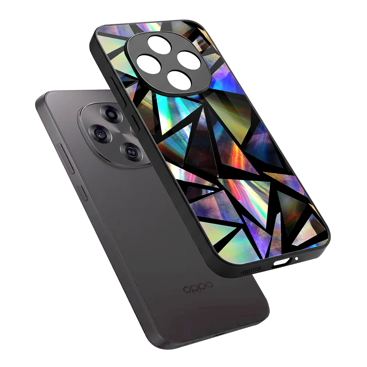 Shattered Luxe sleek oppo f31 pro 5g cover with tempered glass back and TPU edges