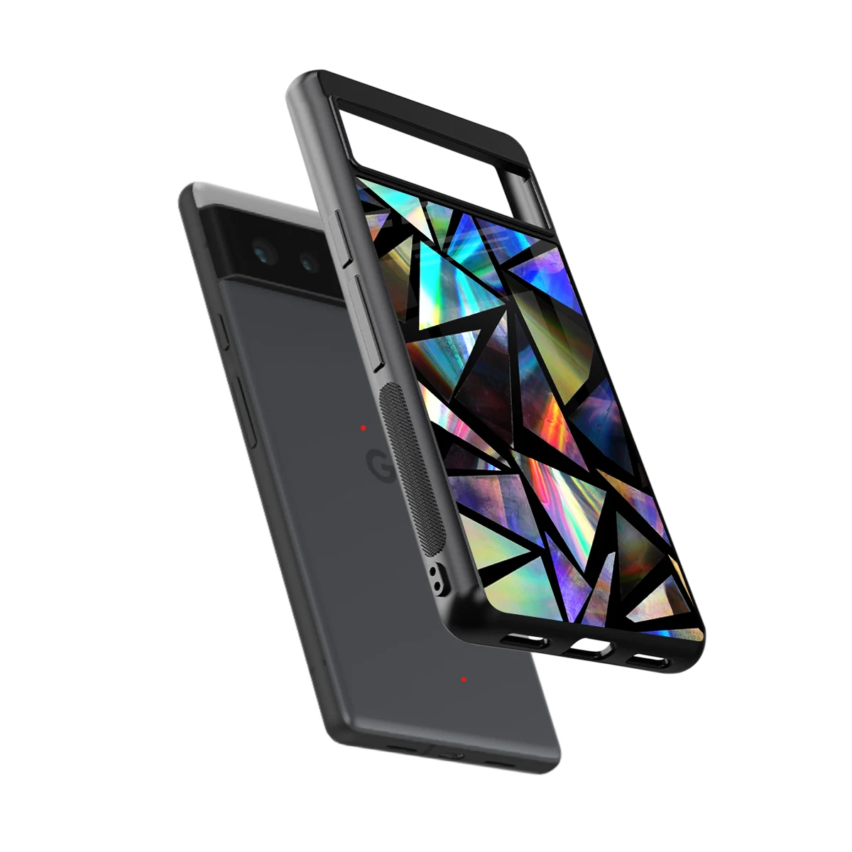 Shattered Luxe sleek google pixel 6a cover with tempered glass back and TPU edges