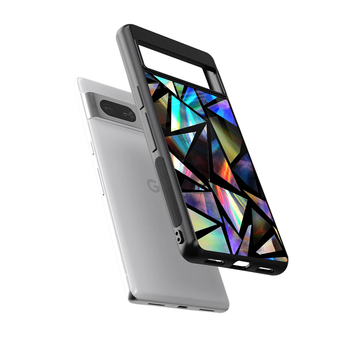 Shattered Luxe sleek google pixel 7 cover with tempered glass back and TPU edges