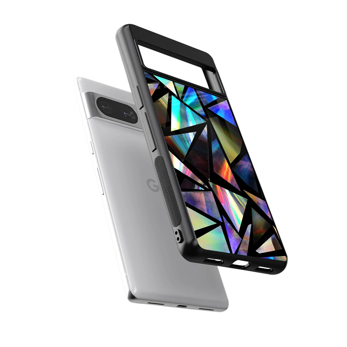 Shattered Luxe sleek google pixel 8 cover with tempered glass back and TPU edges