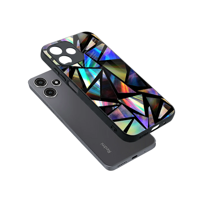 Shattered Luxe sleek redmi 12 5g cover with tempered glass back and TPU edges