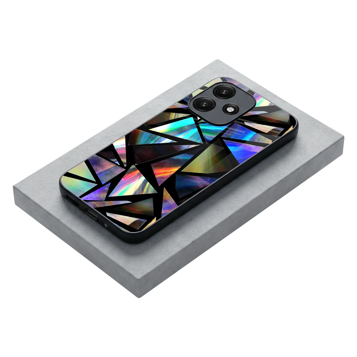 Shattered Luxe stylish phone case for redmi 12 5g | glossy glass and slim fit