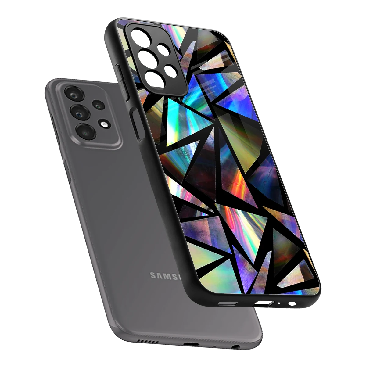 Shattered Luxe sleek samsung galaxy a23 cover with tempered glass back and TPU edges