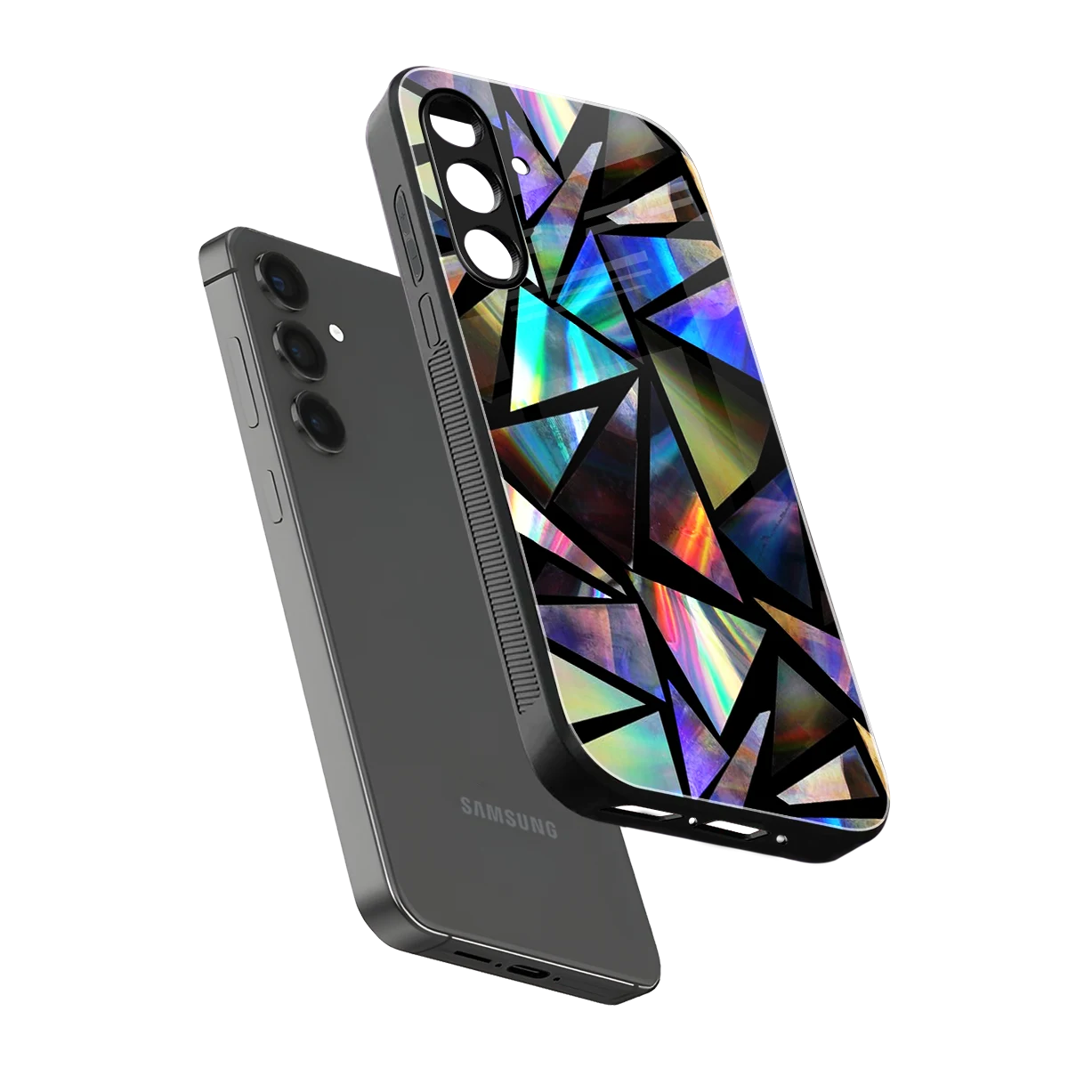 Shattered Luxe sleek samsung galaxy m34 5g cover with tempered glass back and TPU edges