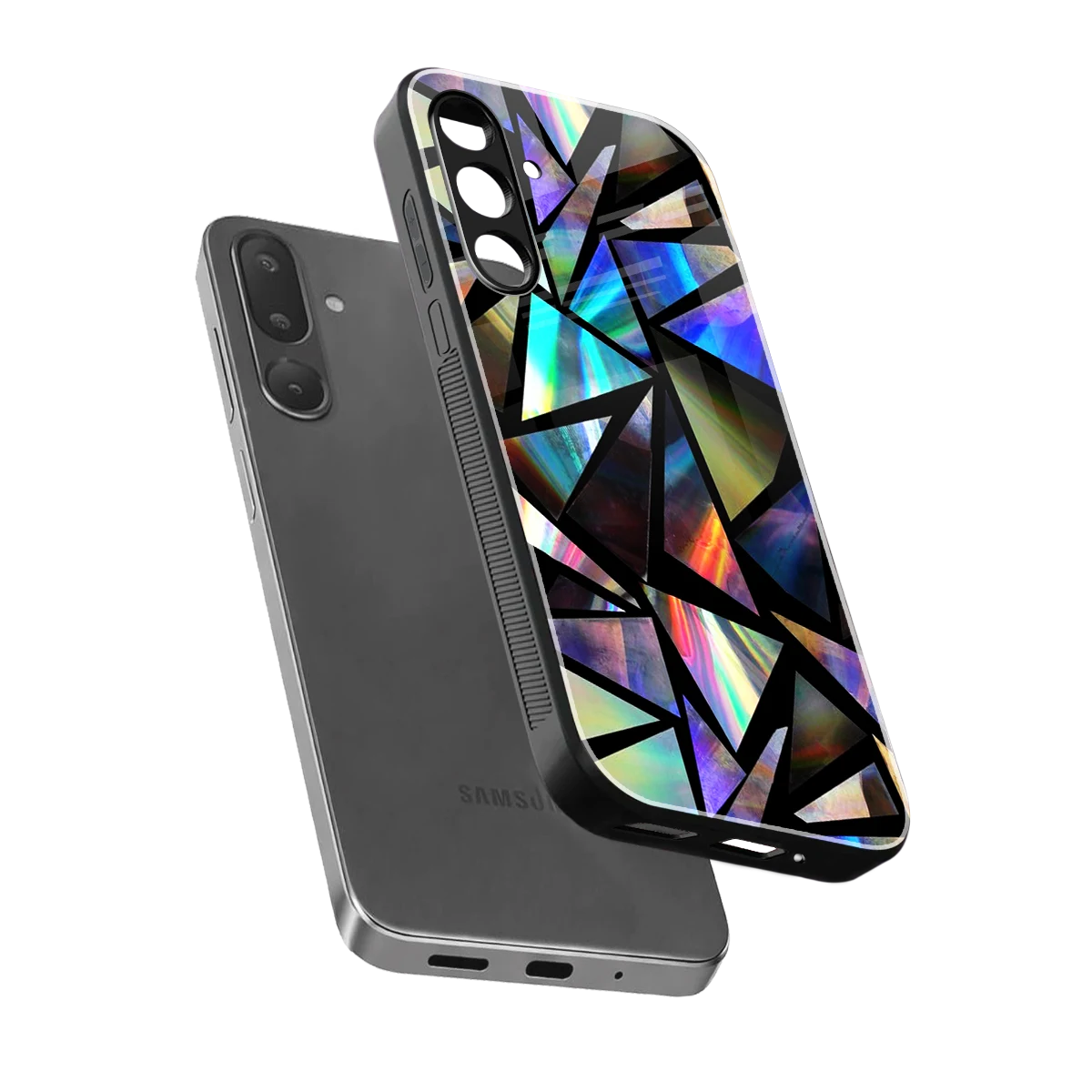 Shattered Luxe sleek samsung galaxy m56 5g cover with tempered glass back and TPU edges