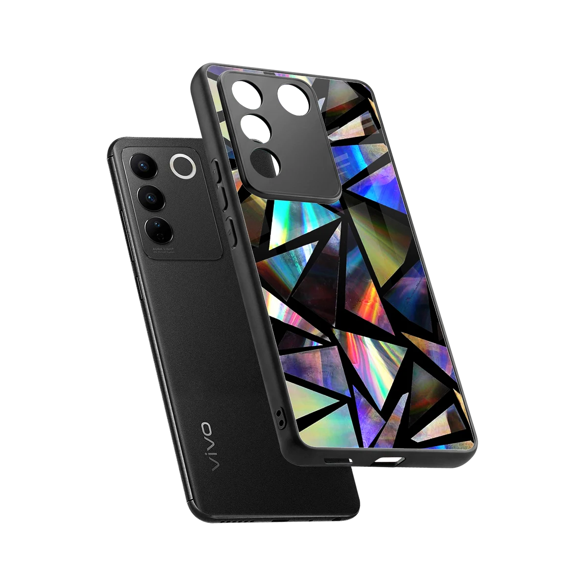 Shattered Luxe sleek vivo v27 5g cover with tempered glass back and TPU edges