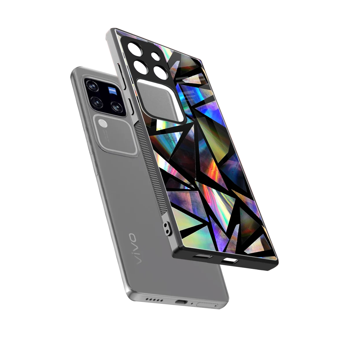 Shattered Luxe sleekvivo v30 pro cover with tempered glass back and TPU edges