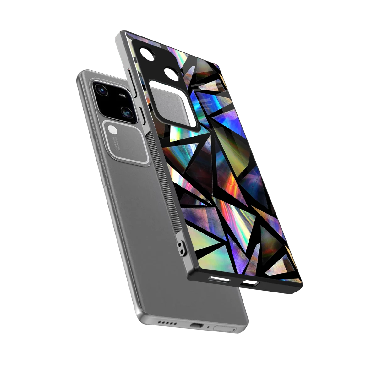Shattered Luxe sleek vivo v30 cover with tempered glass back and TPU edges