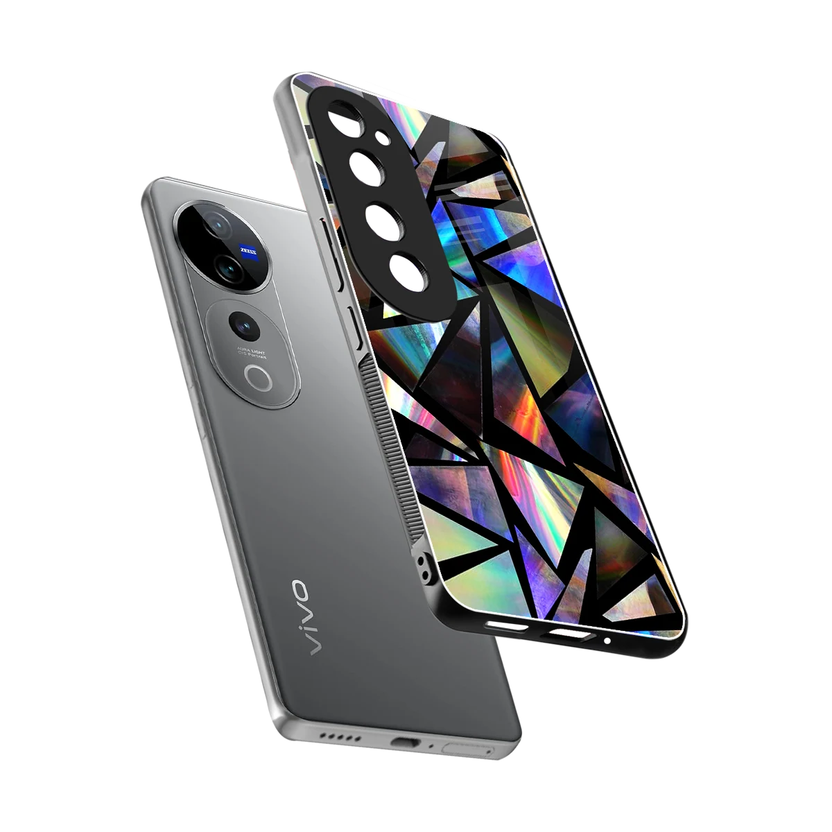 Shattered Luxe sleek vivo v40 pro cover with tempered glass back and TPU edges