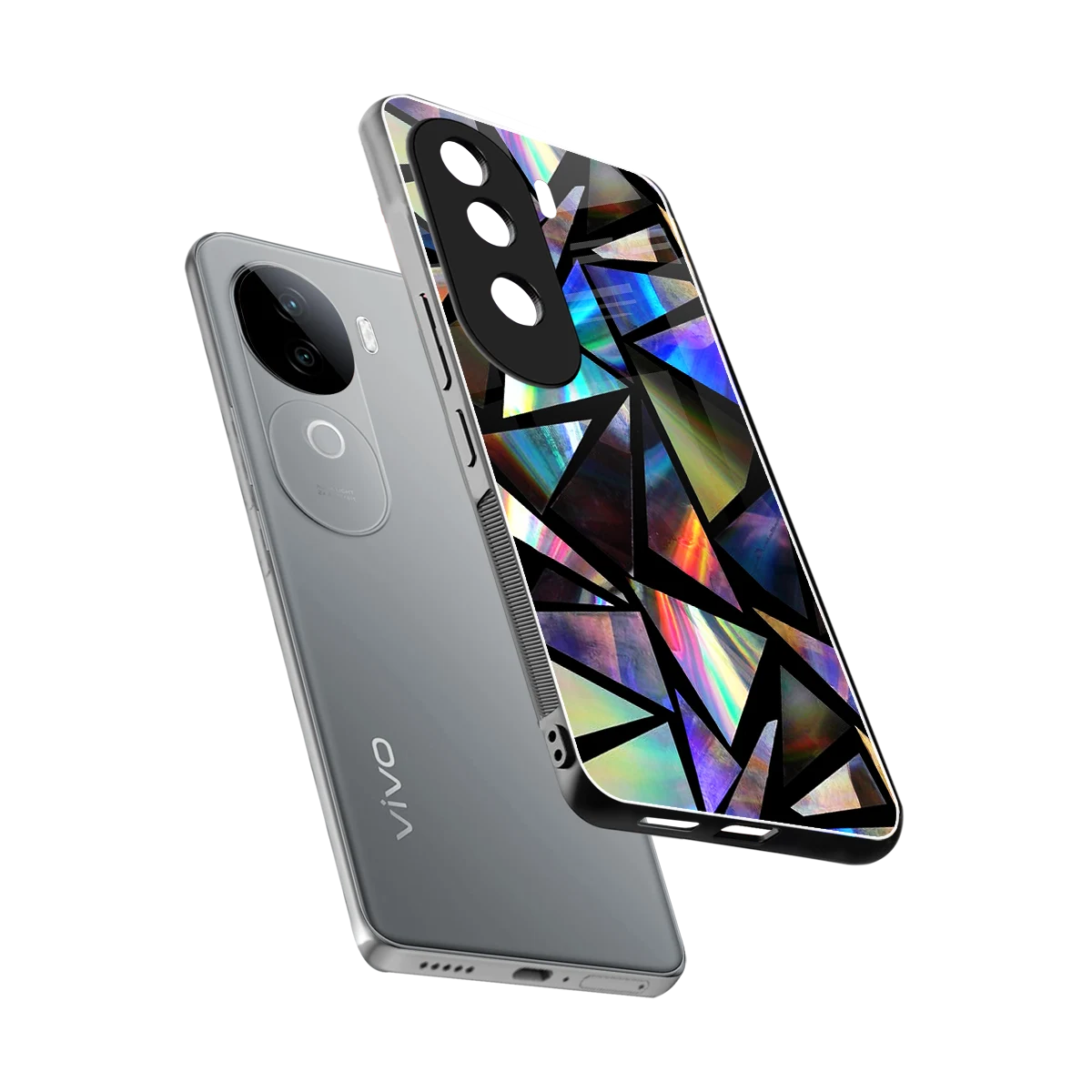 Shattered Luxe sleek vivo v40e cover with tempered glass back and TPU edges