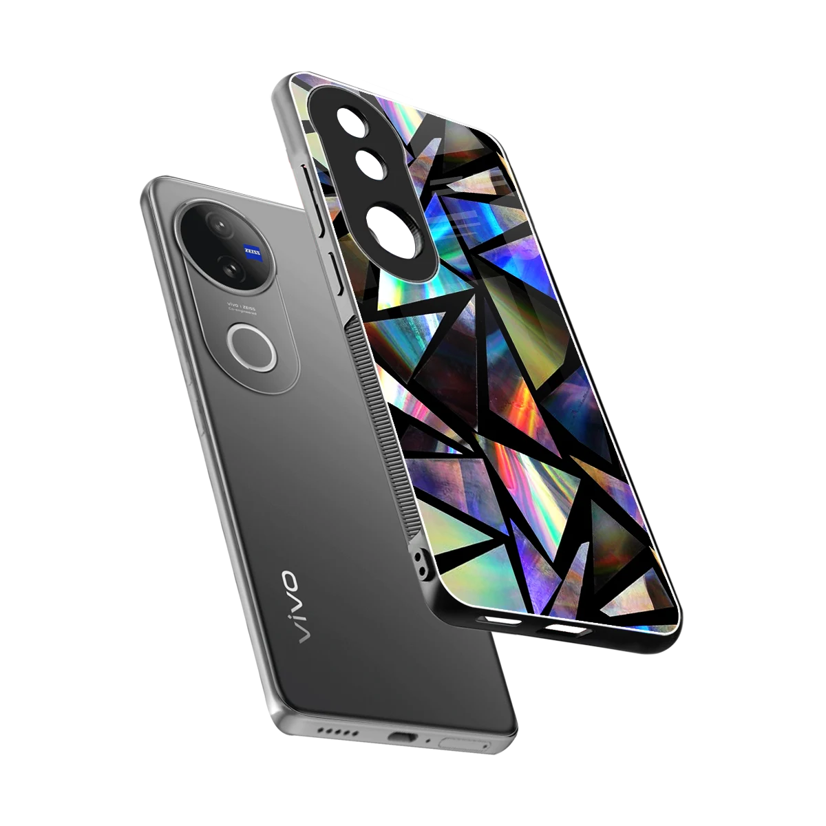 Shattered Luxe sleek vivo v50 cover with tempered glass back and TPU edges