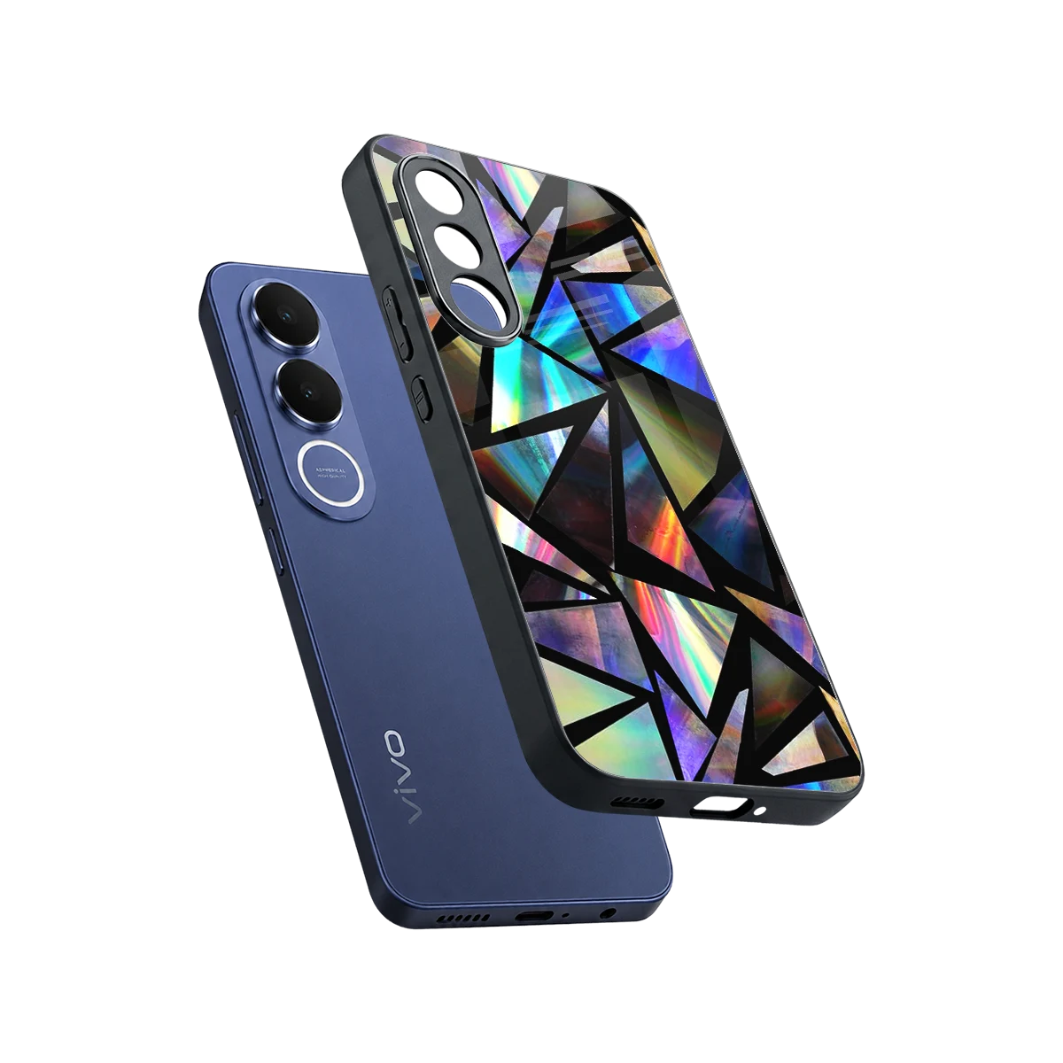 Shattered Luxe sleek vivo v70 fe cover with tempered glass back and TPU edges
