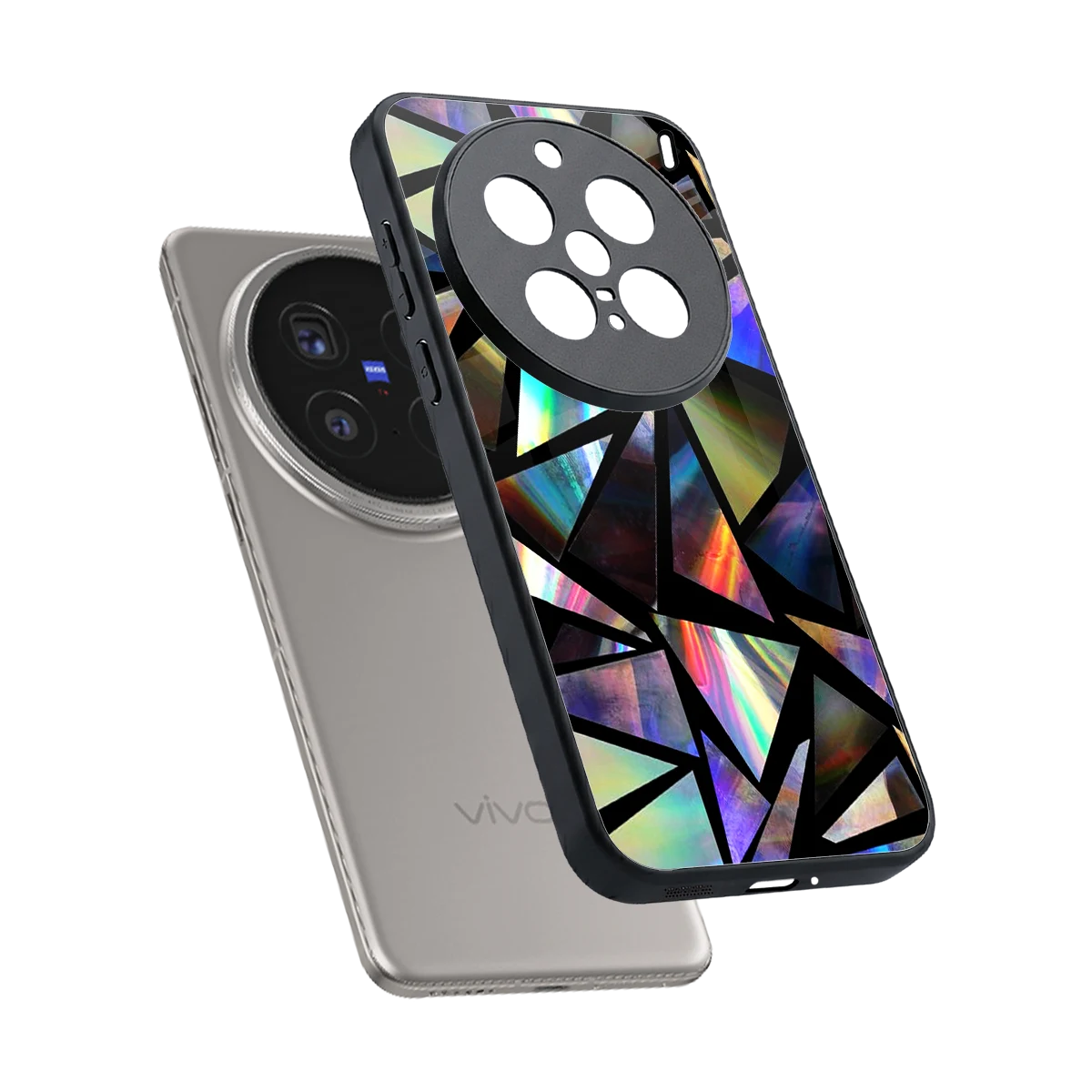 Shattered Luxe sleek vivo x200 pro cover with tempered glass back and TPU edges