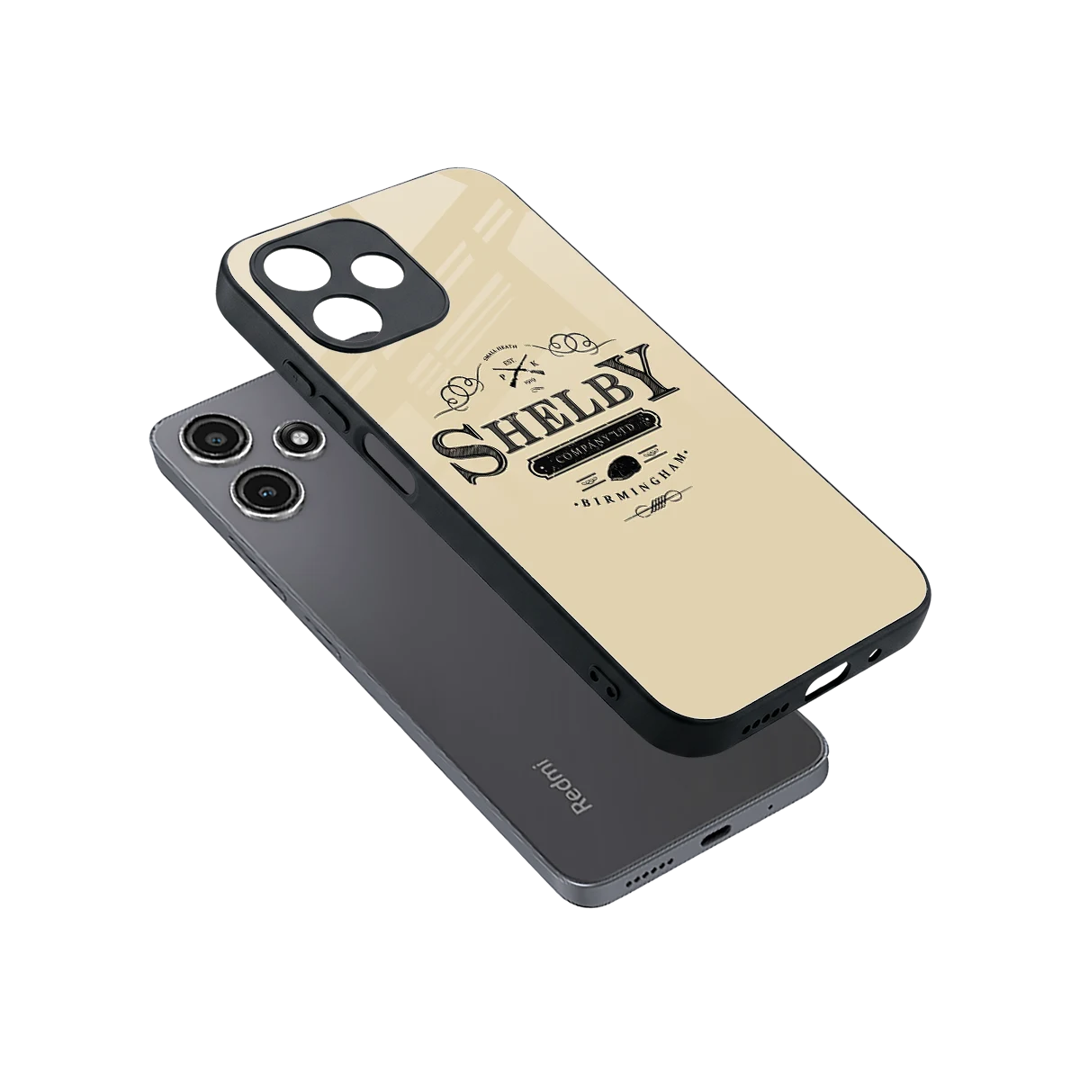 Shelby sleek redmi 12 5g cover with tempered glass back and TPU edges