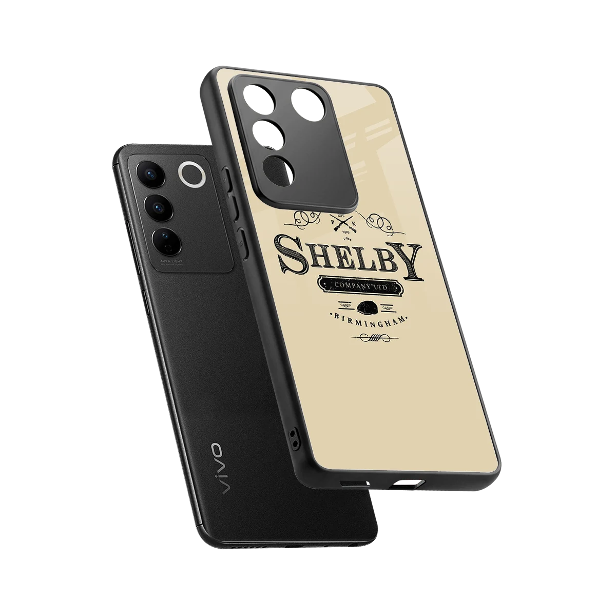 Shelby sleek vivo v27 5g cover with tempered glass back and TPU edges