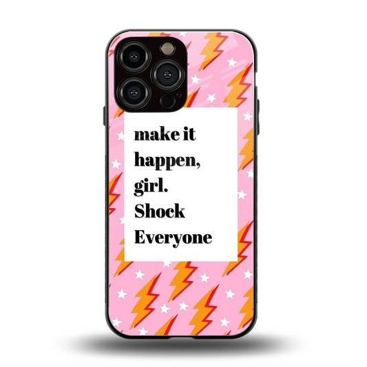Shock Everyone back phone cover | glass case for iphone 15 pro max