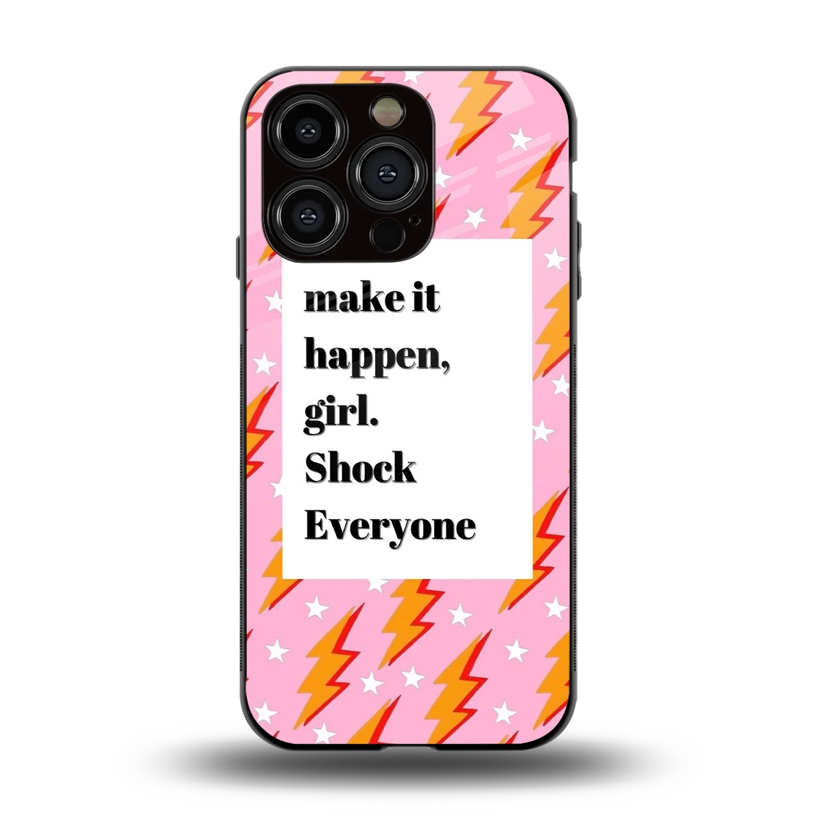 Shock Everyone back phone cover | glass case for iphone 15 pro