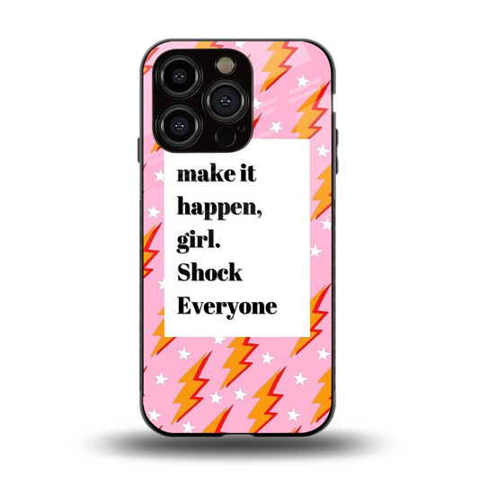 Shock Everyone back phone cover | glass case for iphone 15 pro