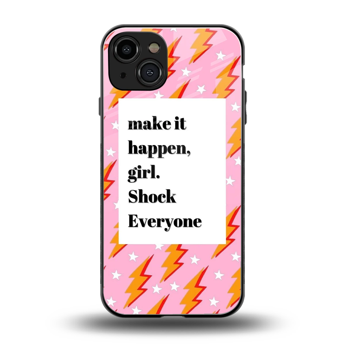 Shock Everyone back phone cover | glass case for iphone 15