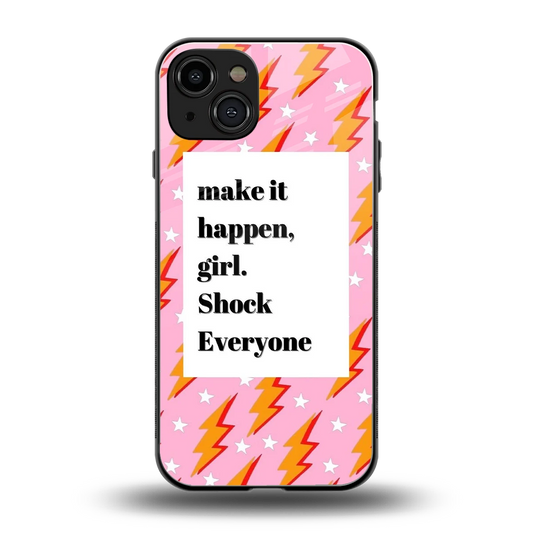 Shock Everyone back phone cover | glass case for iphone 15