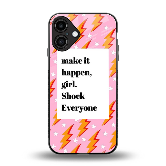 Shock Everyone back phone cover | glass case for iphone 16 plus