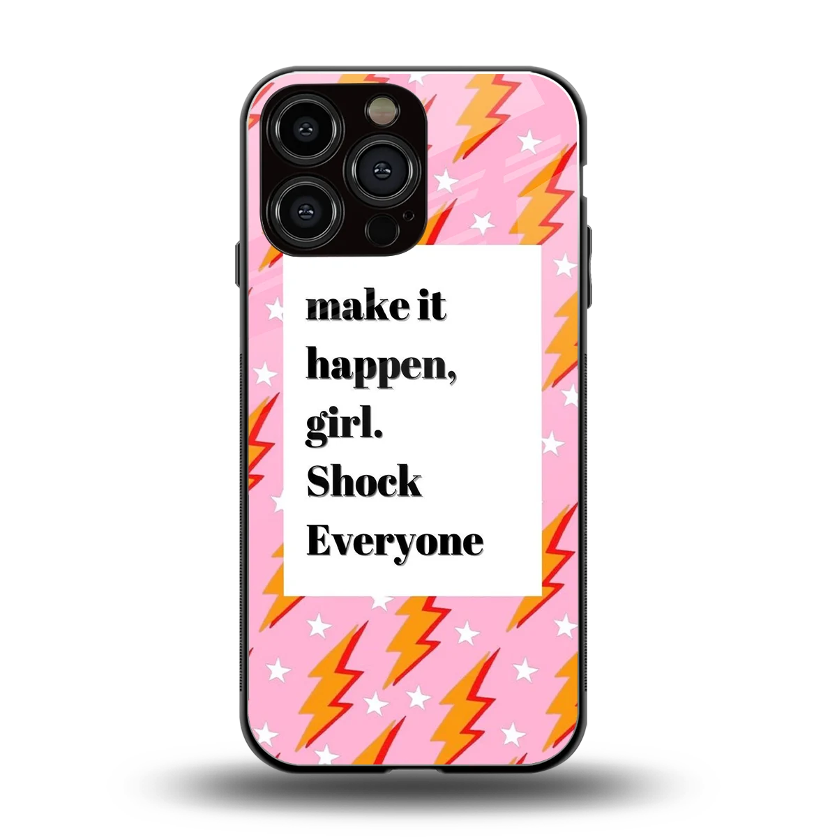 Shock Everyone back phone cover | glass case for iphone 16 pro max